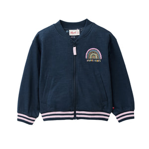 People wear organic Sweat-Jacke GOTS - dunkelblau Stickerei Regenbogen