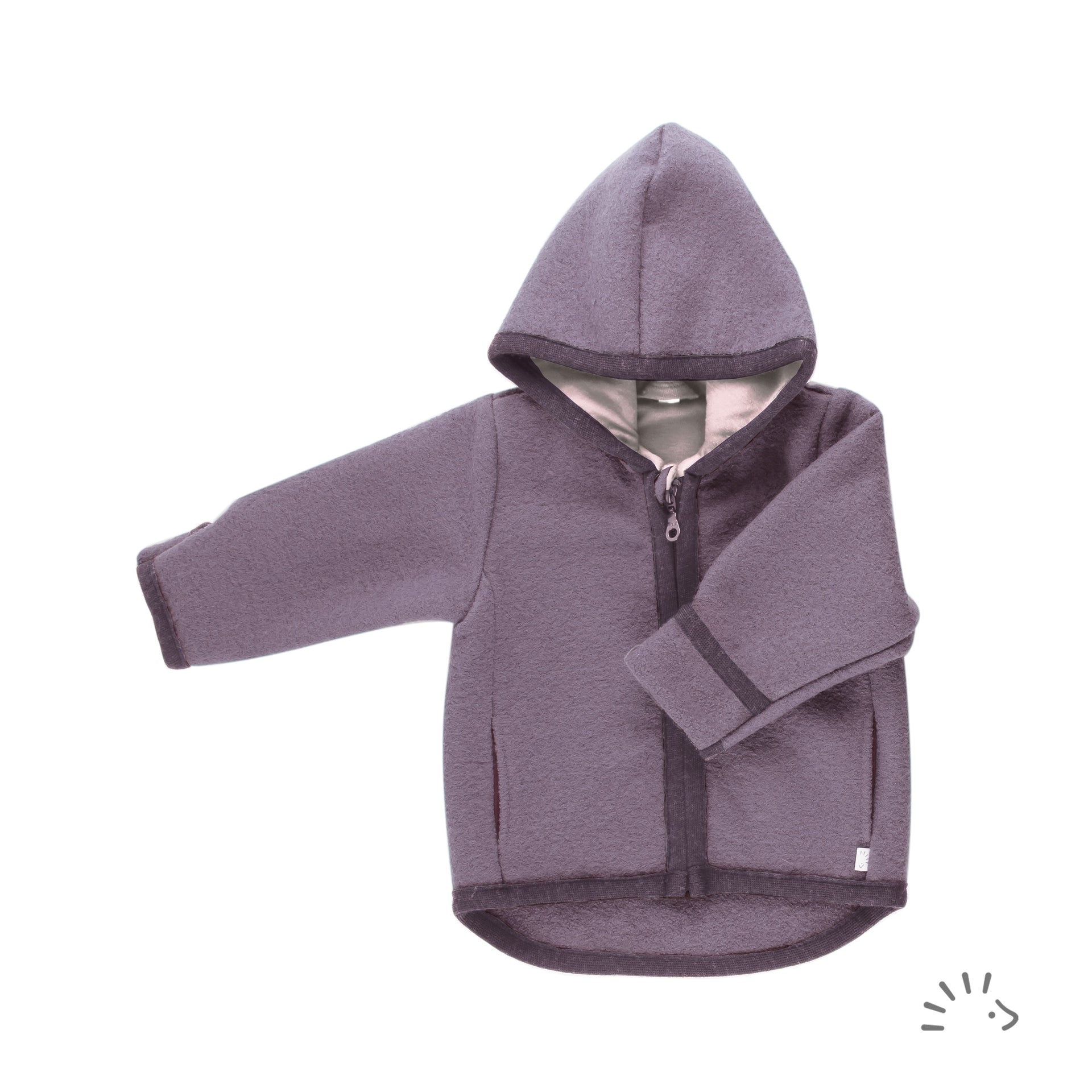 iobio Kapuzenjacke aus Wollwalk mauve – Mein Kuschelkind