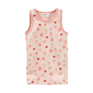 People wear organic Kinder Unterhemd - hellrosa AOP Erdbeeren