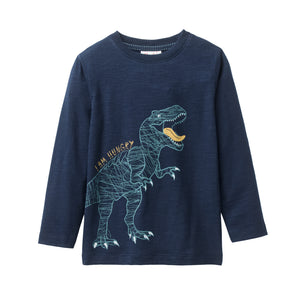 People wear organic Langarmshirt - dunkelblau Single Print Großer T-Rex