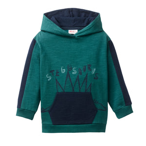 People wear organic Sweat-Hoodie GOTS - tiefseegrün Single Print Stegosaurus