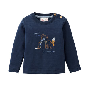 People wear organic Langarm-Shirt GOTS - dunkelblau Single Print "fox family"