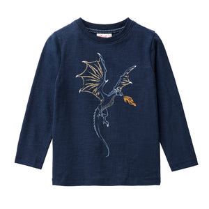 People wear organic Langarm-Shirt - dunkelblau Single Print Drache