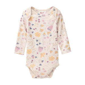 People wear organic Langarm Body - puderrosa AOP Blumengarten