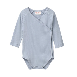 People wear organic Ripp Langarm Wickelbody - blaugrau