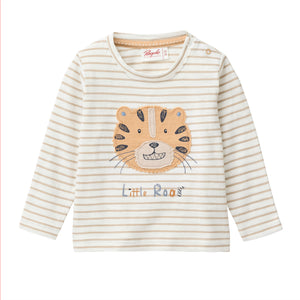 People wear organic Langarm-Shirt - dunkelsand geringelt Applikation „tiger face“