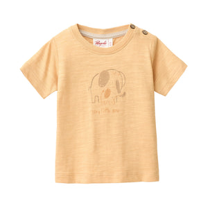 People wear organic Kurzarm-Shirt GOTS - honiggelb Single Print „cuddly elephants“