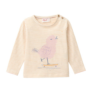 People wear organic Langarm-Shirt - honiggelb geringelt Single Print „relaxed bird“
