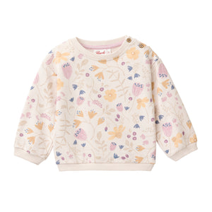 People wear organic Sweat-Pullover GOTS - puderrosa AOP Blumengarten