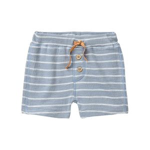 People wear organic Sweat Bermuda GOTS - blaugrau geringelt