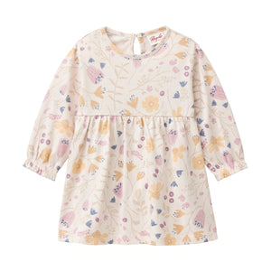 People wear organic Langarm-Kleid GOTS - puderrosa AOP Blumengarten