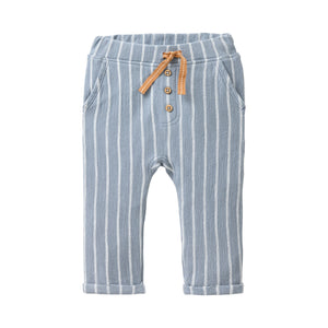 People wear organic Sweat-Hose - blaugrau geringelt