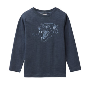People wear organic Kinder Langarm-Shirt - dunkelblau Single Print Leopard