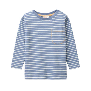 People wear organic Kinder Langarm-Shirt - blaugrau geringelt