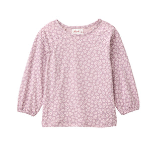 People wear organic Kinder Langarm-Shirt - dunkelmalve AOP Veilchen