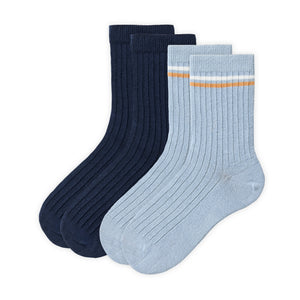 People wear organic 2-er Pack Ripp-Socken GOTS - blau mix