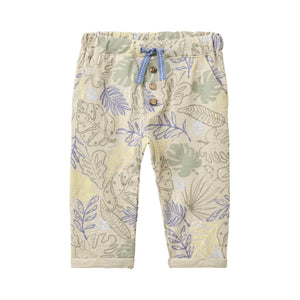 People wear organic Hose GOTS - khaki AOP tropische Blätter