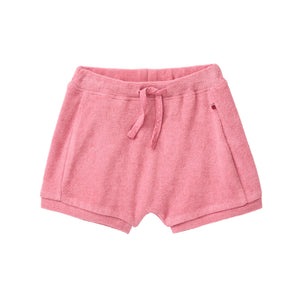 People wear organic Frottee-Shorts - himbeerrot