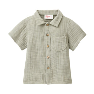 People wear organic Musselin Hemd - khaki