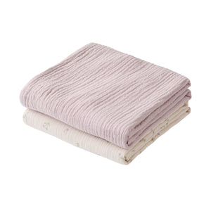 People wear organic Mulltuch 2er-Pack - violett mix