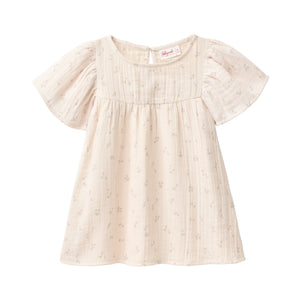 People wear organic Kinder Musselin Bluse - natur AOP kleine Kirschen