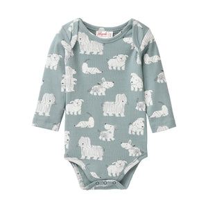 People wear organic Langarm Body - balsamgrün AOP Hunde