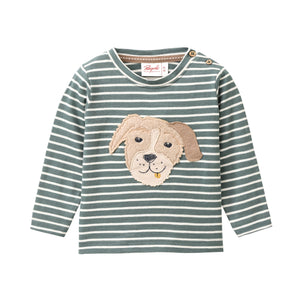 People wear organic Langarm-Shirt - eukalyptus geringelt Applikation "dog head"