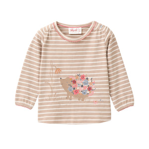 People wear organic Langarm-Shirt - taupe geringelt Single Print "hedgehog"