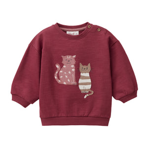 People wear organic Sweat-Pullover GOTS - bordeaux Applikation "cat best friends"