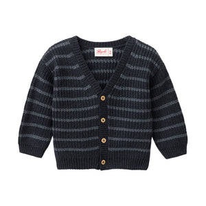 People wear organic Strick-Jacke - dunkelblau geringelt