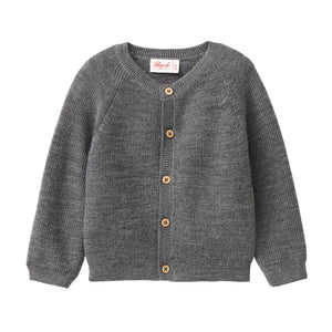 People wear organic Merino Strick-Jacke GOTS - silbergrau mélange