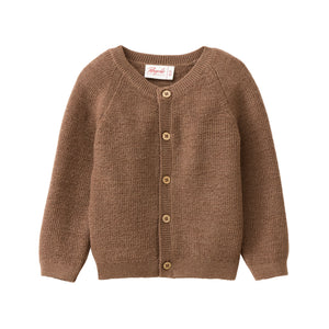 People wear organic Merino Strick-Jacke GOTS - kastanie mélange