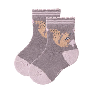 People wear organic Frottee-Socken GOTS - grauviolett gemustert