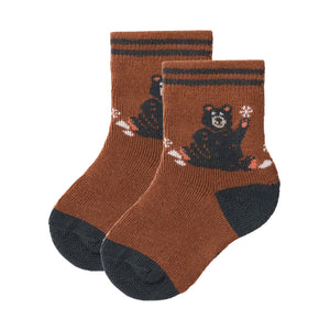 People wear organic Frottee-Socken GOTS - mahagoni gemustert