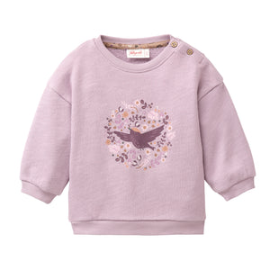 People wear organic Sweat-Pullover GOTS - grauviolett Single Print "willow tit"
