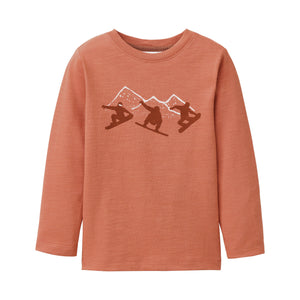 People wear organic Kinder Langarm-Shirt - rost Single Print Snowboarder
