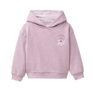 People wear organic Sweat-Hoodie GOTS - grauviolett Applikation "All the cozy vibes"