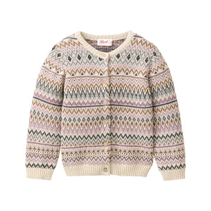 People wear organic Kinder Strick-Jacke - kitt gemustert