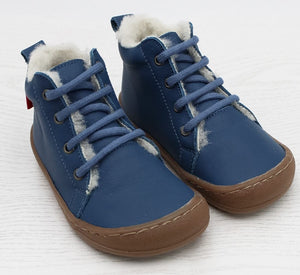 Pololo Barfuß-Winterschuh Schnürer - blau