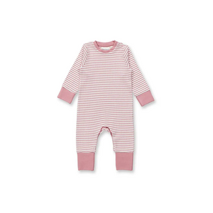 Sense Organics Baby Strampler TONA - altrosa/weiß geringelt