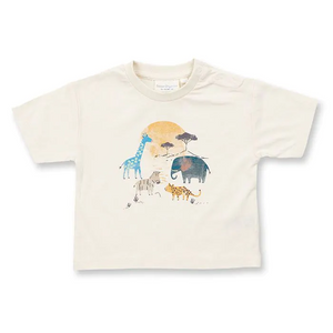 Sense Organics Baby T-Shirt ANTON - weiß mit Safari-Druck