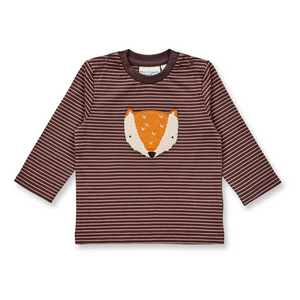 Sense Organics Baby Langarmshirt Elan - dunkelbraun geringelt mit Fuchs