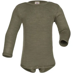 Engel Baby Body langarm Wolle Seide - olive