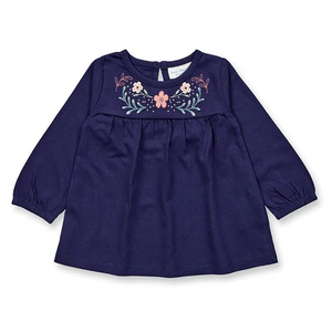 Sense Organics Baby Tunika Edith - navy mit Blumen