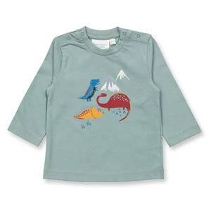 Sense Organics Baby Langarmshirt Elan - Salbeigrün mit Dino
