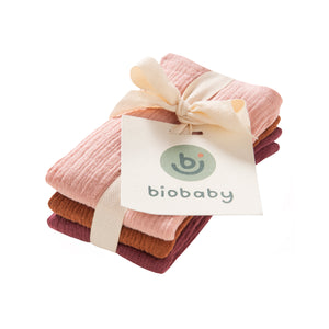 BioBaby Mullwaschlappen 3er-Pack - rotmix