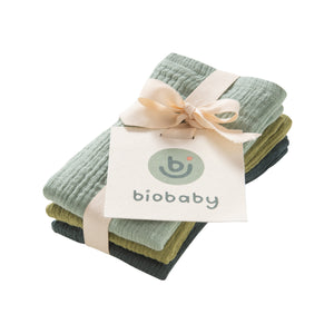 BioBaby Mullwaschlappen 3er-Pack - grünmix